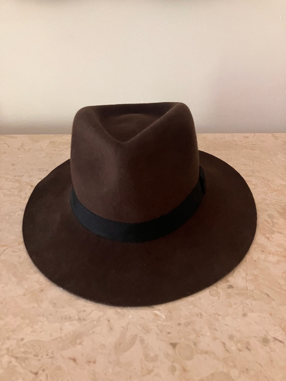 Wide-Brim Brown Fedora with Black Band by Biltmore for Madewell